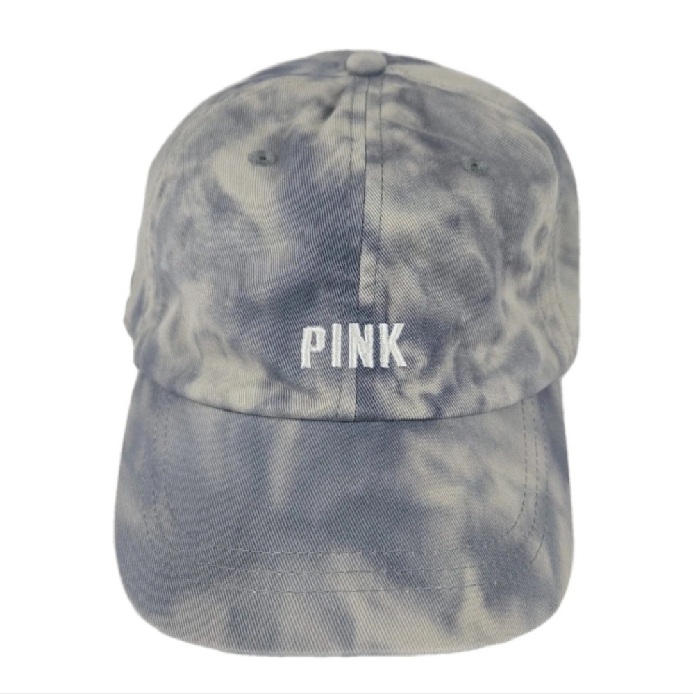 Pink Victorias Secret Cap Blue&Cream Tie Dye Hat Embroided Straback Adjustable